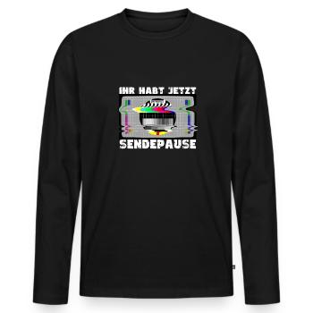 Vous avez maintenant une pause de la diffusion - Pas de signal - T-shirt manches longues Premium bio Homme - noir - Devant - Nico (187cm)