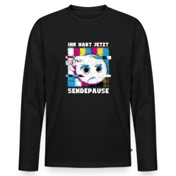 Vous avez maintenant une pause de la diffusion - Pas de signal - T-shirt manches longues Premium bio Homme - noir - Devant - Nico (187cm)