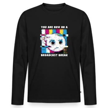Vous avez maintenant une pause de la diffusion - Pas de signal - T-shirt manches longues Premium bio Homme - noir - Devant - Nico (187cm)