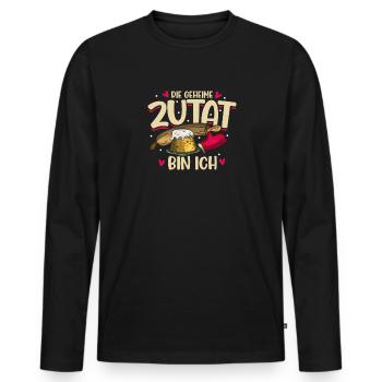L’ingrédient secret, Chef pâtissier, Boulangerie, Boulanger - T-shirt manches longues Premium bio Homme - noir - Devant - Nico (187cm)