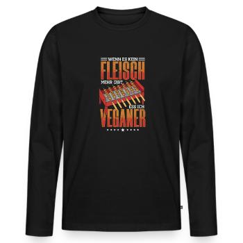 Dicton barbecue, Plus de viande, anti-végétalien - T-shirt manches longues Premium bio Homme - noir - Devant - Nico (187cm)