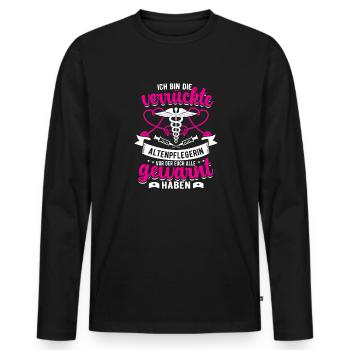 Geriatric nurse Spruch, geriatric caregiver, caregiver - Men's Premium Organic Long Sleeve Shirt - black - Front - Nico (187cm)