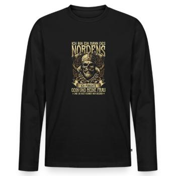 Ich Bin Ein Mann Des Nordens - Nordmann Wikinger - Männer Premium Bio Langarmshirt - Schwarz - Vorne - Nico (187cm)