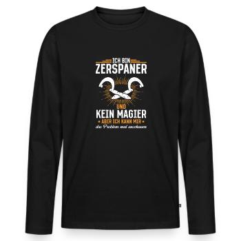 La précision au lieu de la magie - T-shirt manches longues Premium bio Homme - noir - Devant - Nico (187cm)