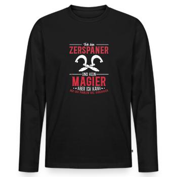 La précision au lieu de la magie - T-shirt manches longues Premium bio Homme - noir - Devant - Nico (187cm)