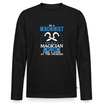 La précision au lieu de la magie - T-shirt manches longues Premium bio Homme - noir - Devant - Nico (187cm)