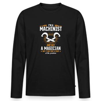 La précision au lieu de la magie - T-shirt manches longues Premium bio Homme - noir - Devant - Nico (187cm)
