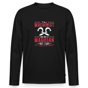 La précision au lieu de la magie - T-shirt manches longues Premium bio Homme - noir - Devant - Nico (187cm)