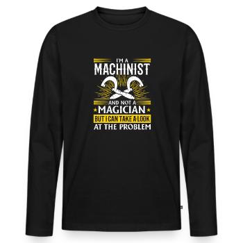 La précision au lieu de la magie - T-shirt manches longues Premium bio Homme - noir - Devant - Nico (187cm)