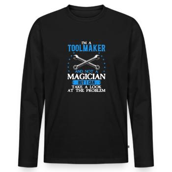 Tool Mechanic - Not a Magician, Just a Genius - Men's Premium Organic Long Sleeve Shirt - black - Front - Nico (187cm)