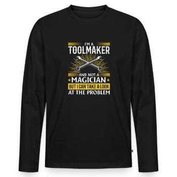 Tool Mechanic - Not a Magician, Just a Genius - Men's Premium Organic Long Sleeve Shirt - black - Front - Nico (187cm)