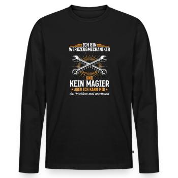 Tool Mechanic - Not a Magician, Just a Genius - Men's Premium Organic Long Sleeve Shirt - black - Front - Nico (187cm)