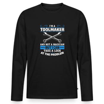 Tool Mechanic - Not a Magician, Just a Genius - Men's Premium Organic Long Sleeve Shirt - black - Front - Nico (187cm)