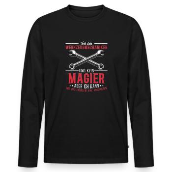 Tool Mechanic - Not a Magician, Just a Genius - Men's Premium Organic Long Sleeve Shirt - black - Front - Nico (187cm)