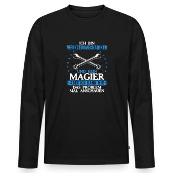 Tool Mechanic - Not a Magician, Just a Genius - Men's Premium Organic Long Sleeve Shirt - black - Front - Nico (187cm)