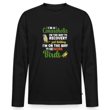 Molina Parakeet Parrot Bird Parakeet - Men's Premium Organic Long Sleeve Shirt - black - Front - Nico (187cm)