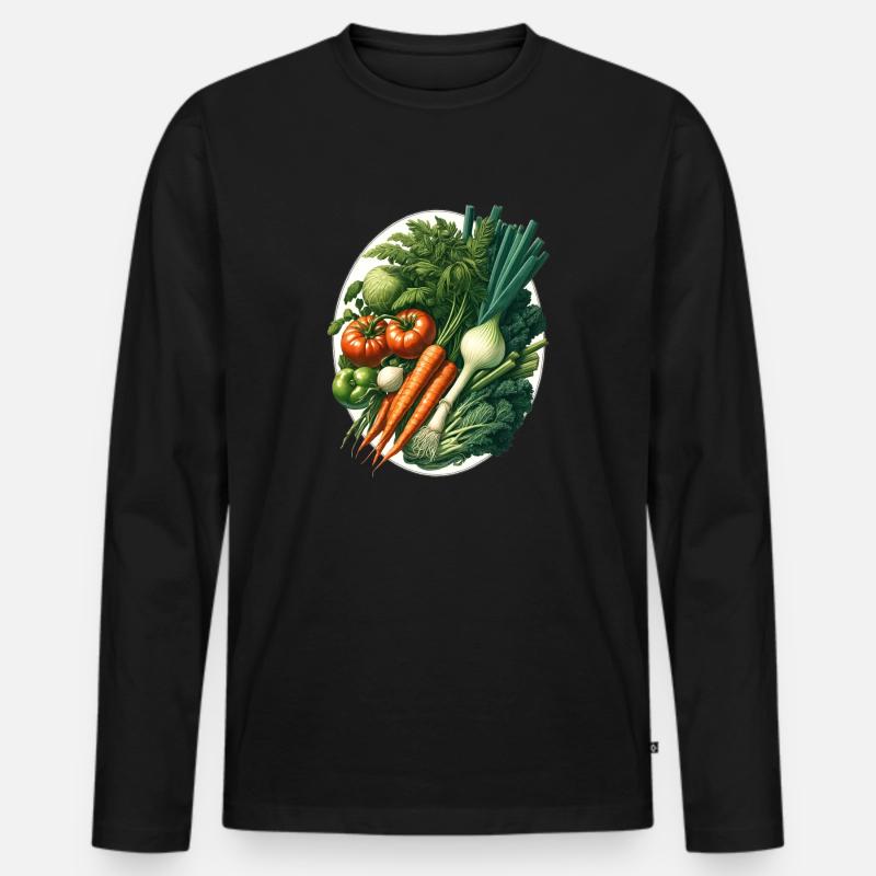 Gemüse - Männer Premium Bio Langarmshirt - Schwarz