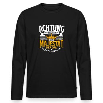 Seine Majestät Der Opa, Opi & Großvater Geburtstag - Männer Premium Bio Langarmshirt - Schwarz - Vorne - Nico (187cm)