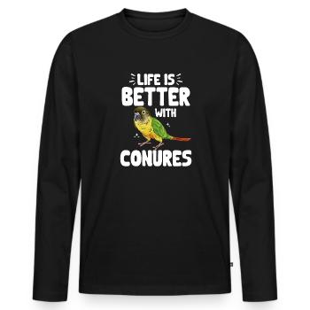 Molinasittich Papagei Vogel Sittich - Männer Premium Bio Langarmshirt - Schwarz - Vorne - Nico (187cm)