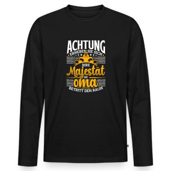 Anniversaire de la grand-mère, de la grand-mère et de la grand-mère de Sa Majesté - T-shirt manches longues Premium bio Homme - noir - Devant - Nico (187cm)