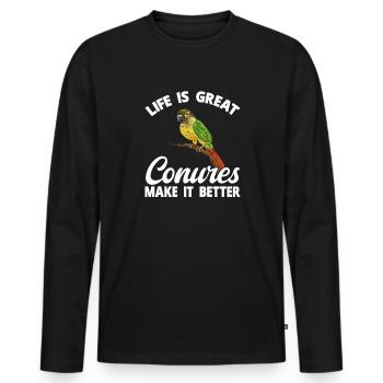 Molinasittich Papagei Vogel Sittich - Männer Premium Bio Langarmshirt - Schwarz - Vorne - Nico (187cm)