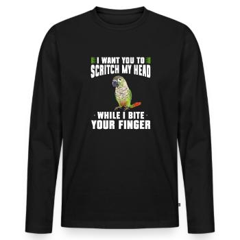 Molinasittich Papagei Vogel Sittich - Männer Premium Bio Langarmshirt - Schwarz - Vorne - Nico (187cm)