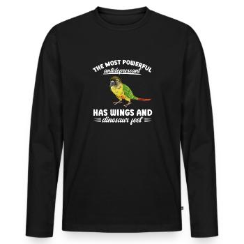 Molina Parakeet Parrot Bird Parakeet - Men's Premium Organic Long Sleeve Shirt - black - Front - Nico (187cm)