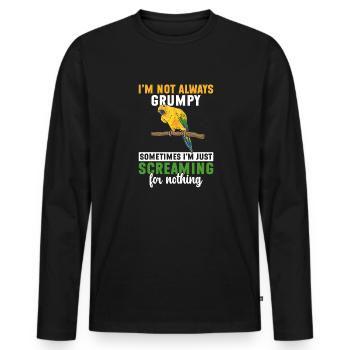 Parakeet Parrot Parakeet Bird - Men's Premium Organic Long Sleeve Shirt - black - Front - Nico (187cm)