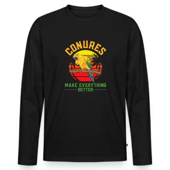 Parakeet Parrot Parakeet Bird - Men's Premium Organic Long Sleeve Shirt - black - Front - Nico (187cm)