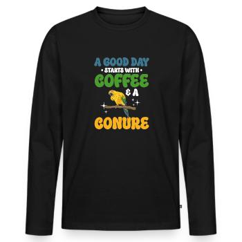 Parakeet Parrot Parakeet Bird - Men's Premium Organic Long Sleeve Shirt - black - Front - Nico (187cm)