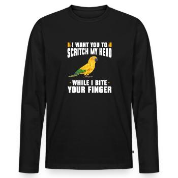 Parakeet Parrot Parakeet Bird - Men's Premium Organic Long Sleeve Shirt - black - Front - Nico (187cm)