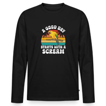 Parakeet Parrot Parakeet Bird - Men's Premium Organic Long Sleeve Shirt - black - Front - Nico (187cm)