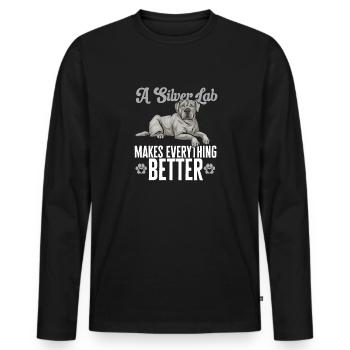 Silberner Labrador Retriever Silberner Lab - Männer Premium Bio Langarmshirt - Schwarz - Vorne - Nico (187cm)