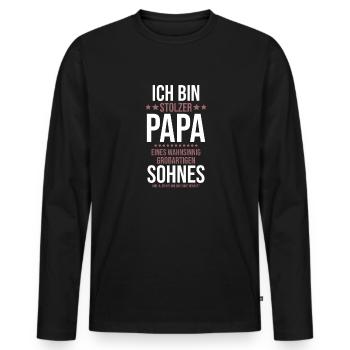 Proud Dad T-Shirt Gift from Son - Men's Premium Organic Long Sleeve Shirt - black - Front - Nico (187cm)
