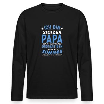 Proud Dad T-Shirt Gift from Son - Men's Premium Organic Long Sleeve Shirt - black - Front - Nico (187cm)