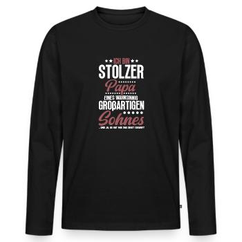 Proud Dad T-Shirt Gift from Son - Men's Premium Organic Long Sleeve Shirt - black - Front - Nico (187cm)