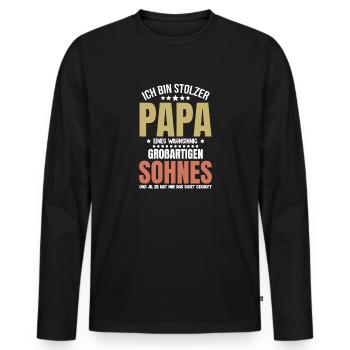 Proud Dad T-Shirt Gift from Son - Men's Premium Organic Long Sleeve Shirt - black - Front - Nico (187cm)