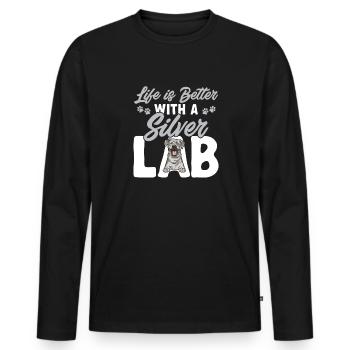 Silver Labrador Retriever Silver Lab - T-shirt manches longues Premium bio Homme - noir - Devant - Nico (187cm)