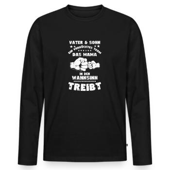 Father & Son a Crazy Team Partner Look - Men's Premium Organic Long Sleeve Shirt - black - Front - Nico (187cm)