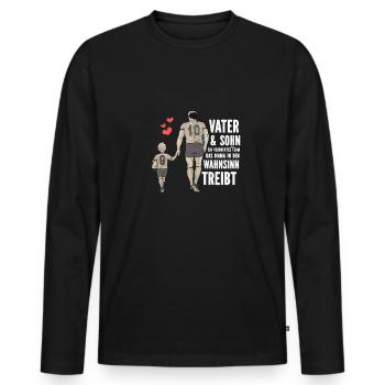 Father & Son a Crazy Team Partner Look - Men's Premium Organic Long Sleeve Shirt - black - Front - Nico (187cm)