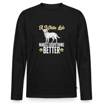 Labrador Retriever blanc Labrador Labrador blanc - T-shirt manches longues Premium bio Homme - noir - Devant - Nico (187cm)