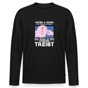 Father & Son a Crazy Team Partner Look - Men's Premium Organic Long Sleeve Shirt - black - Front - Nico (187cm)