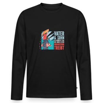 Father & Son a Crazy Team Partner Look - Men's Premium Organic Long Sleeve Shirt - black - Front - Nico (187cm)