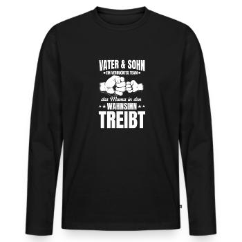 Father & Son a Crazy Team Partner Look - Men's Premium Organic Long Sleeve Shirt - black - Front - Nico (187cm)