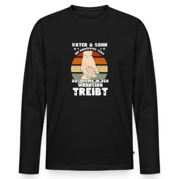 Father & Son a Crazy Team Partner Look - Men's Premium Organic Long Sleeve Shirt - black - Front - Nico (187cm)