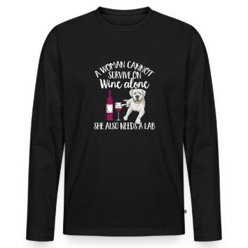 Labrador Retriever blanc Labrador Labrador blanc - T-shirt manches longues Premium bio Homme - noir - Devant - Nico (187cm)