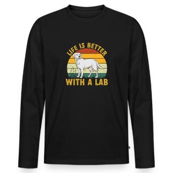 Labrador Retriever blanc Labrador Labrador blanc - T-shirt manches longues Premium bio Homme - noir - Devant - Nico (187cm)