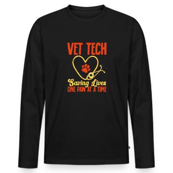Vet Tech Veterinary Veterinary Technician - Men's Premium Organic Long Sleeve Shirt - black - Front - Nico (187cm)