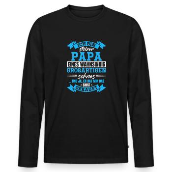 Proud Dad T-Shirt Gift from Son - Men's Premium Organic Long Sleeve Shirt - black - Front - Nico (187cm)