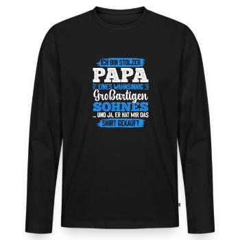 Proud Dad T-Shirt Gift from Son - Men's Premium Organic Long Sleeve Shirt - black - Front - Nico (187cm)